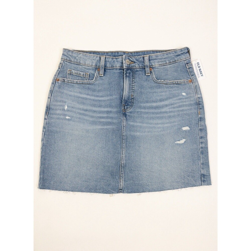 Old Navy Women’s Size 8 Distressed Cut Off Jean Skirt, New!